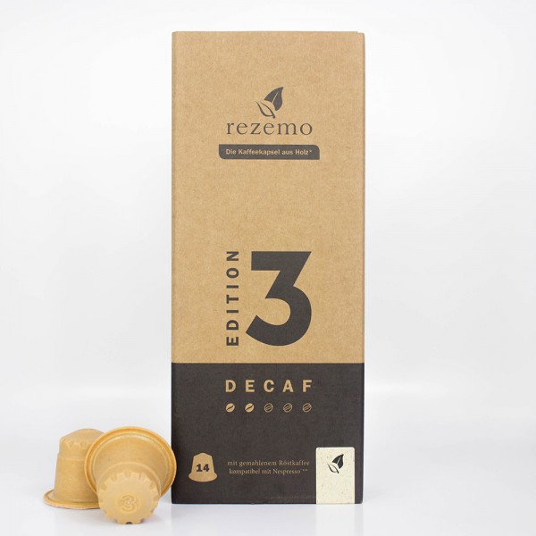 rezemo decaf edition drei koffeinfrei - Kaffeekapsel aus Holz Nespresso® kompatibel