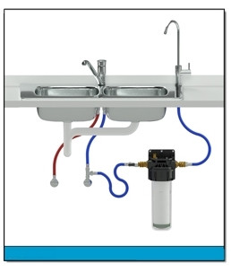 Urquell Wasser Set Untertisch mit Hahn INOX