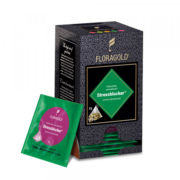 Kräutertee aromatisiert Stressblocker Floragold® von FLORAPHARM® in der Schmuckschachtel